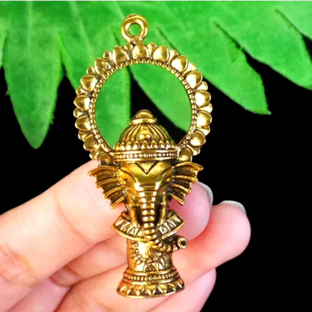 New Carved Gold Plated Ganesha Pendant.
